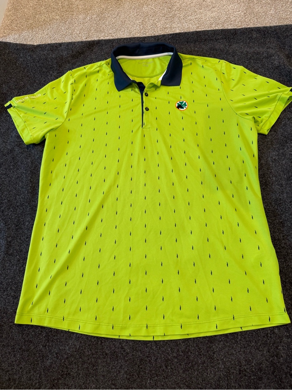 Galvin Green Polo Shirt Men’s XL Lime Green All Over Print